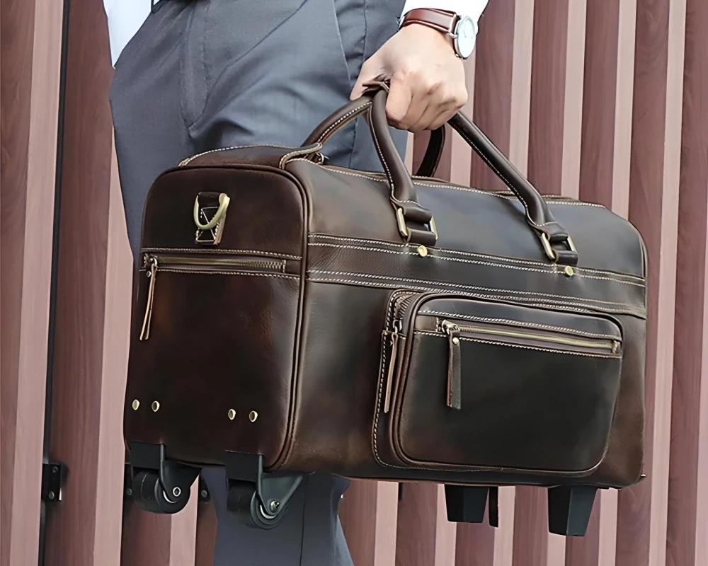 leather mens carry on bag