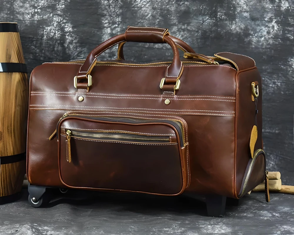 mens leather duffel carry on