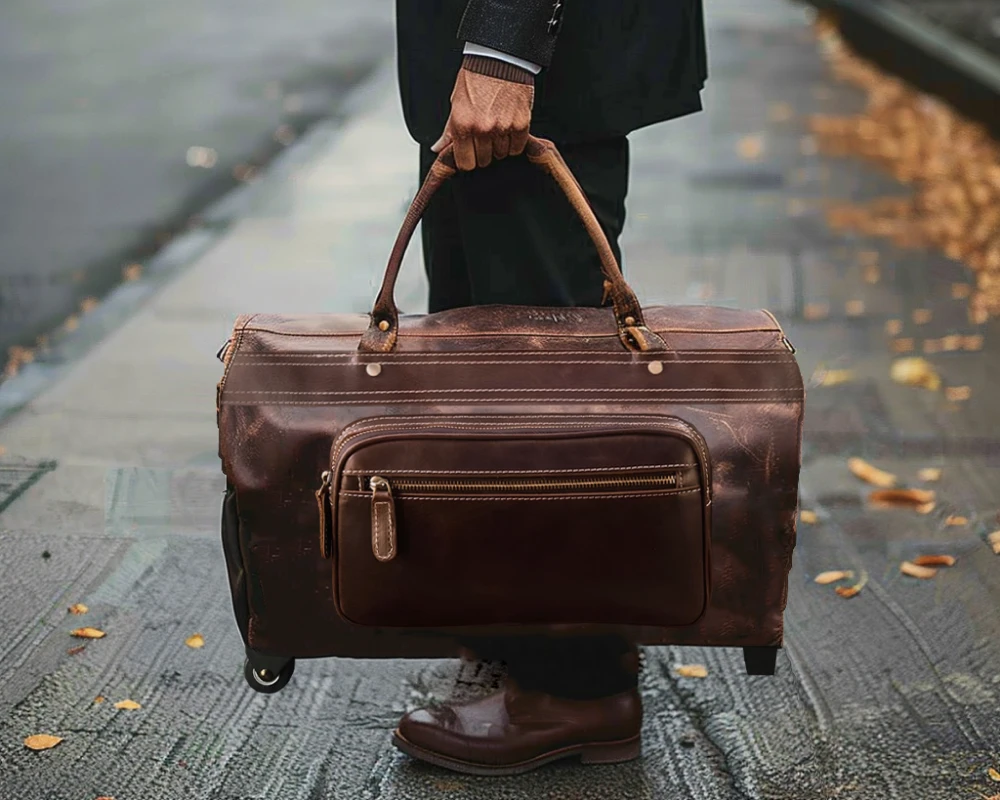 leather mens carry on bag